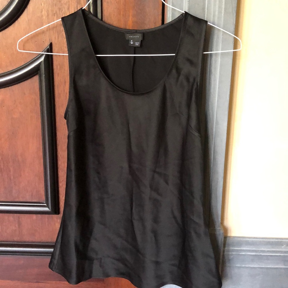 Theory black silk tank top